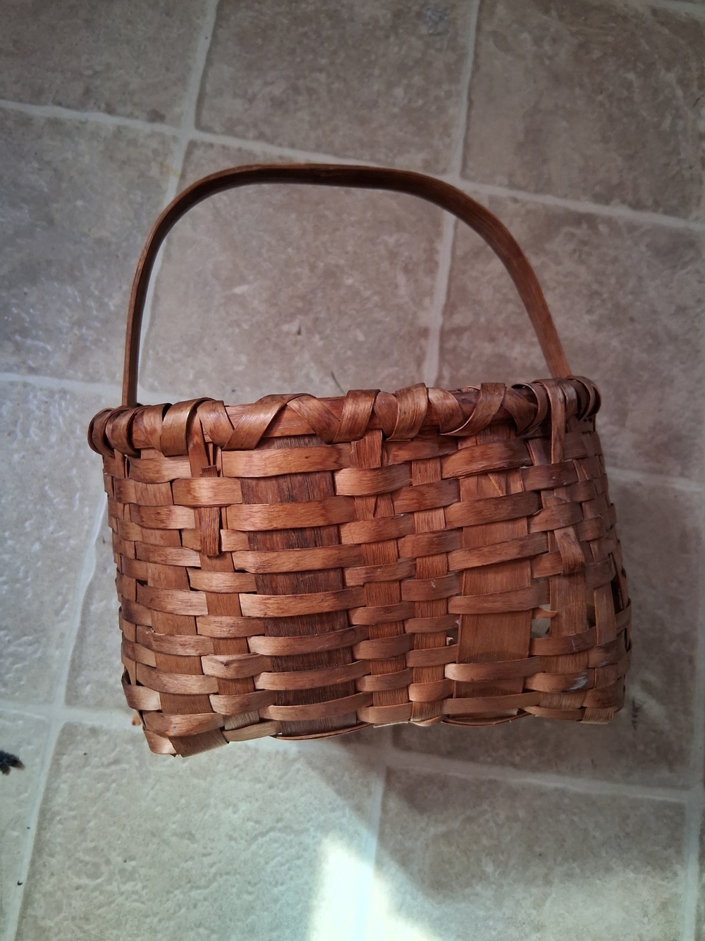 Vintage Handwoven Basket with Handle